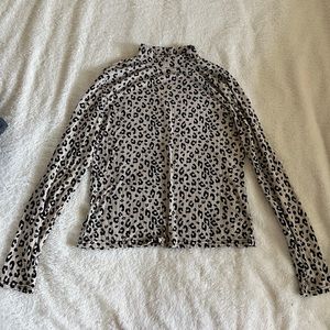 Cheetah Print Mock Neck Long Sleeve